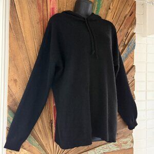 Saks Fifth Avenue black cashmere hooded sweater  SZ L
